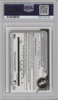 Caleb Bonemer  from the 2024 Bowman Draft set featuring a Refractor parallel graded by PSA and given an overall grade of 10.