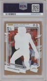 Quentin Johnston from the 2023 Clearly Donruss set featuring a Orange parallel graded by PSA and given an overall grade of 10.