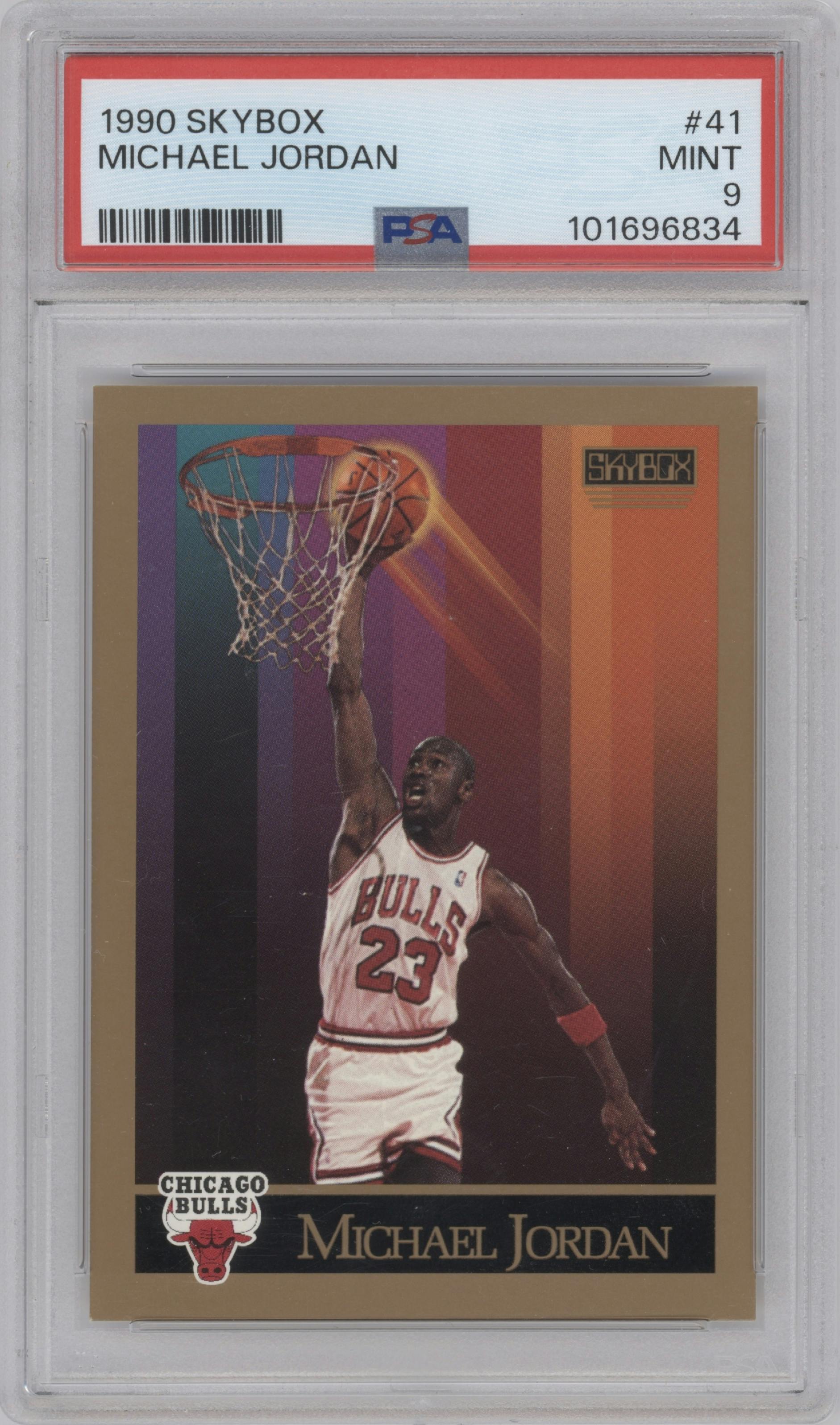Michael Jordan  from the 1990-91 SkyBox  set graded by PSA and given an overall grade of 9.