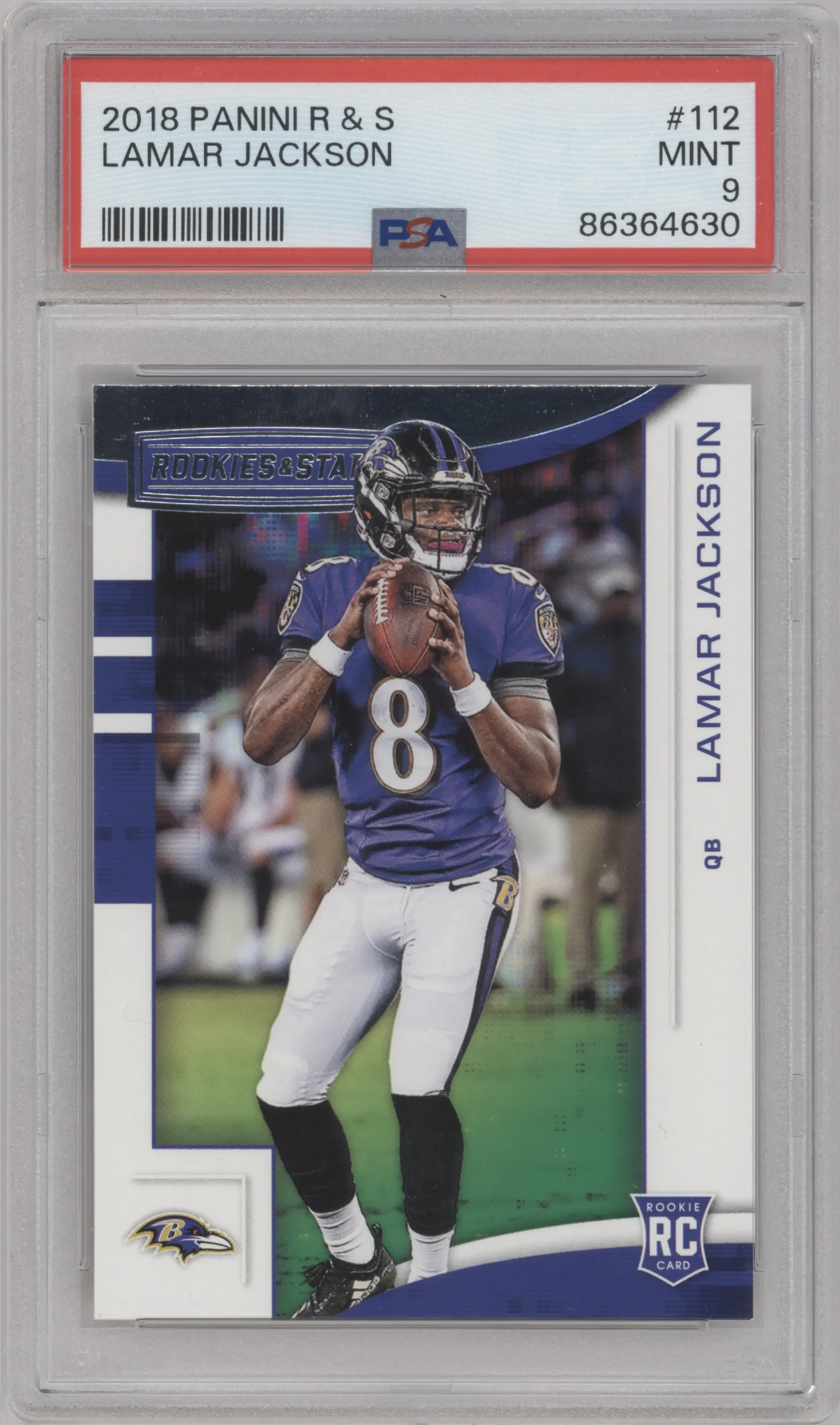 2018 Panini Rookies & Stars Lamar Jackson PSA 9