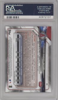 Shohei Ohtani from the 2018 Bowman set graded by PSA and given an overall grade of 10.