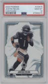 Justin Fields from the 2023 Panini Phoenix set graded by PSA and given an overall grade of 10.