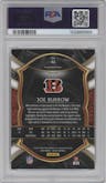 Joe Burrow from the 2020 Panini Select set featuring a Silver Prizm parallel graded by PSA and given an overall grade of 10.