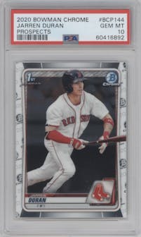 Jarren Duran from the 2020 Bowman set graded by PSA and given an overall grade of 10.