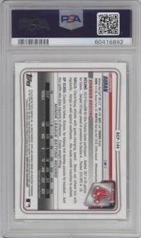 Jarren Duran from the 2020 Bowman set graded by PSA and given an overall grade of 10.