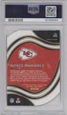 Patrick Mahomes II from the 2020 Panini Select set featuring a Die-Cut Red parallel graded by PSA and given an overall grade of 9.