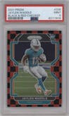 Jaylen Waddle from the 2021 Panini Prizm set featuring a Black & Red Checker parallel graded by PSA and given an overall grade of 9.