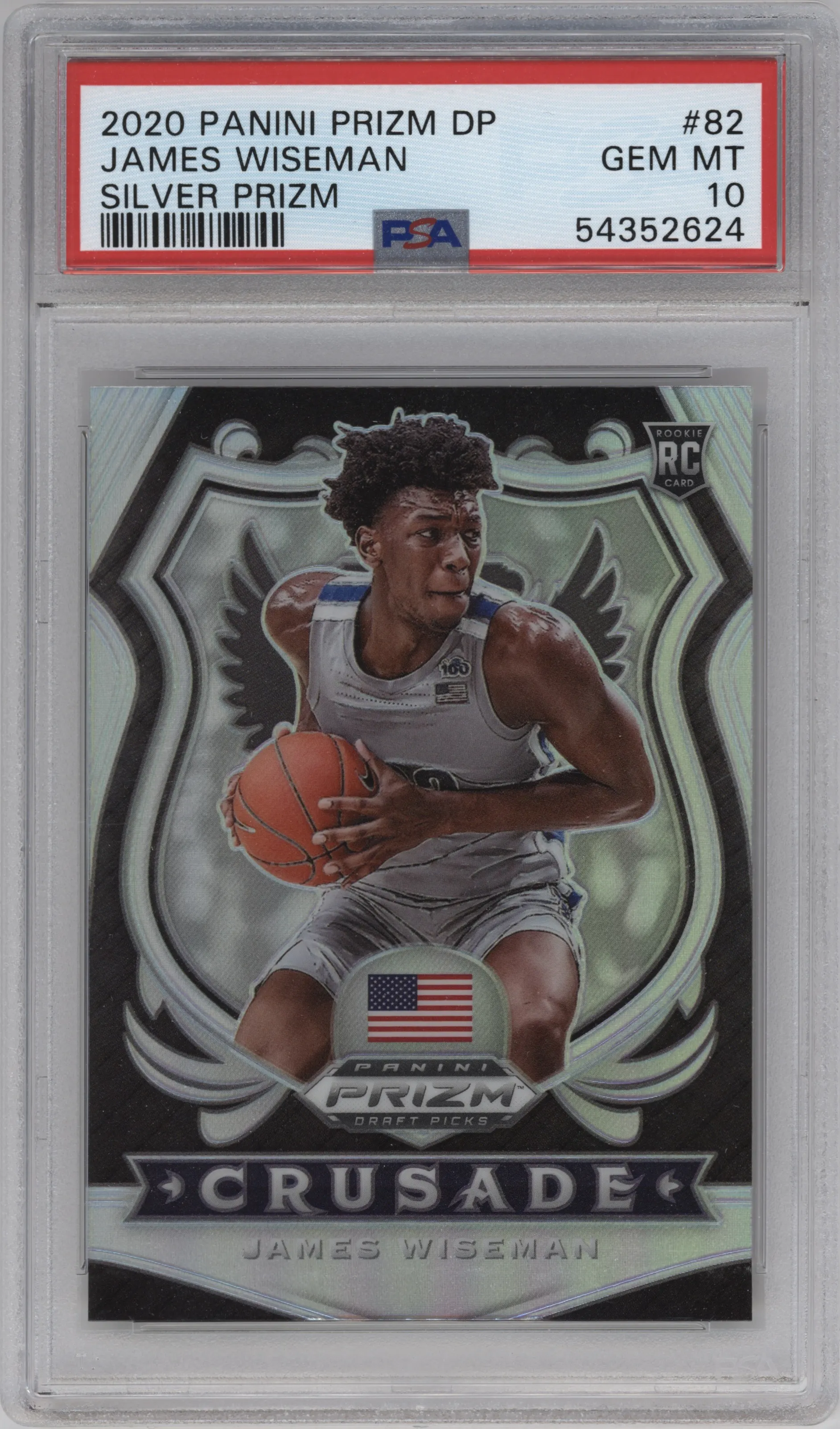 2020 Panini Prizm Draft Picks Crusade James Wiseman Silver Prizm #82 PSA 10