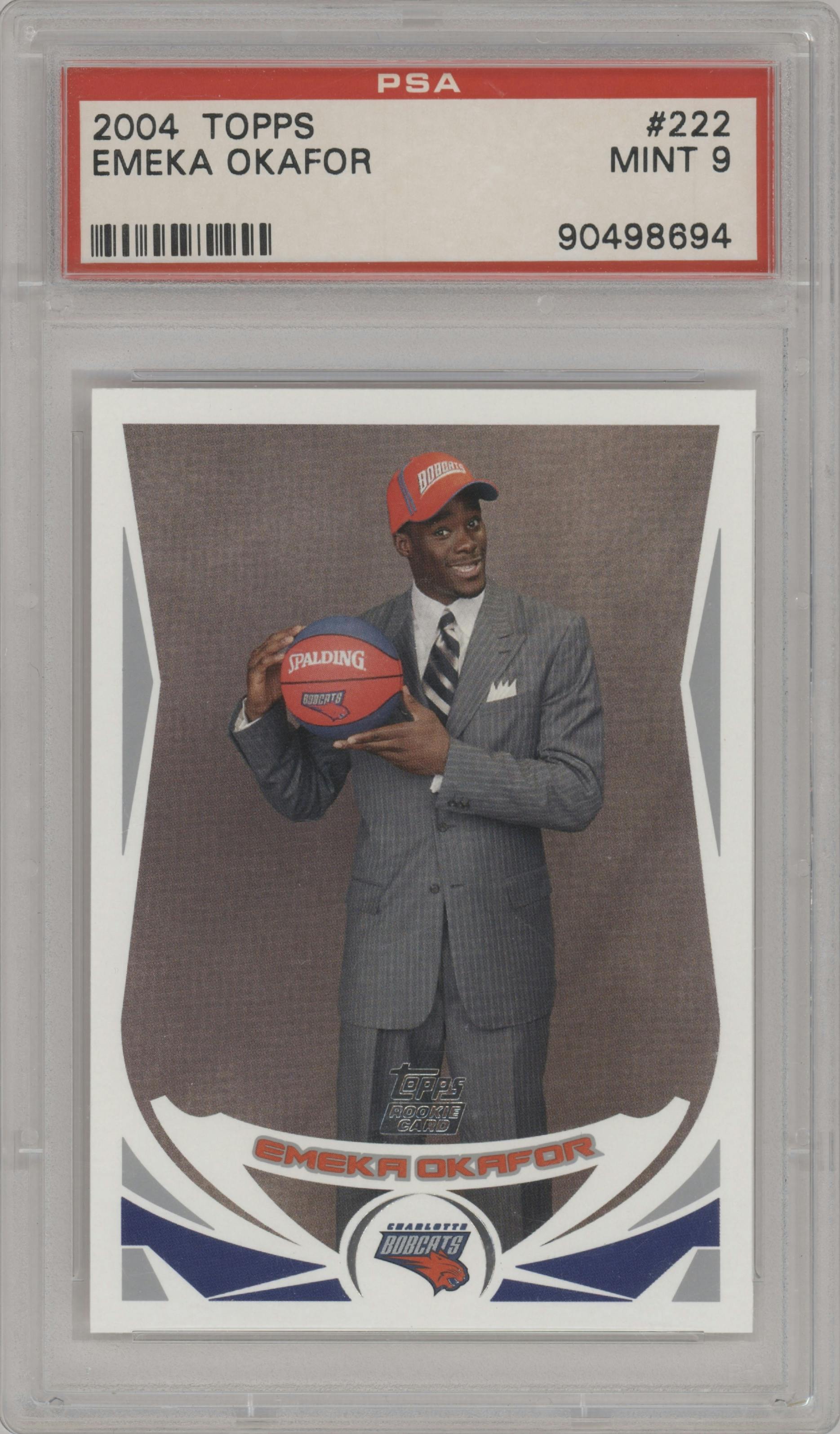 Emeka Okafor from the 2004-05 Topps set graded by PSA and given an overall grade of 9.