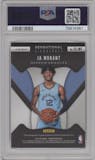 Ja Morant from the 2019-20 Panini Prizm set featuring a Blue Shimmer Prizm parallel graded by PSA and given an overall grade of 9.