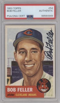 Bob Feller from the 1953 Topps set graded by PSA and given an overall grade of 0.