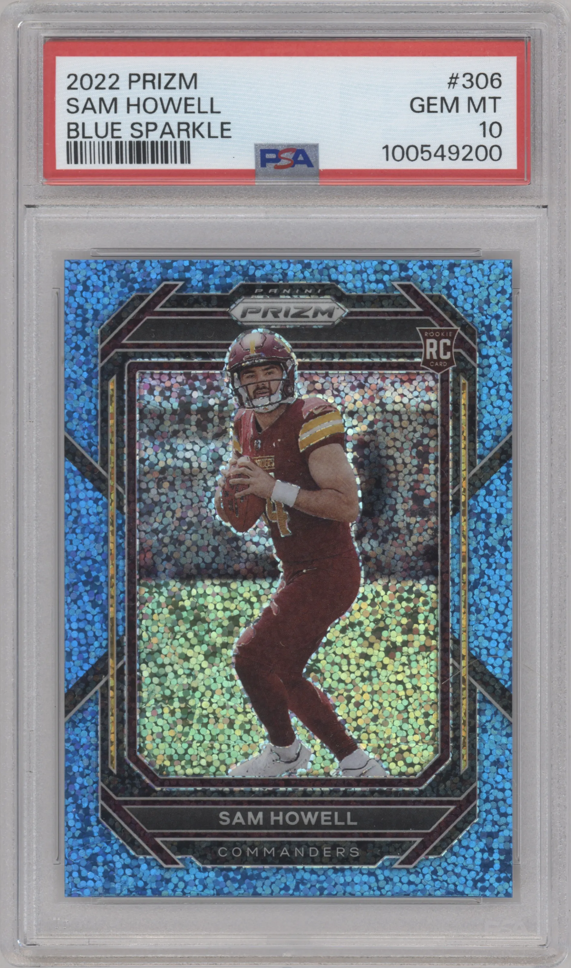 2022 Panini Prizm Sam Howell Blue Sparkle PSA 10