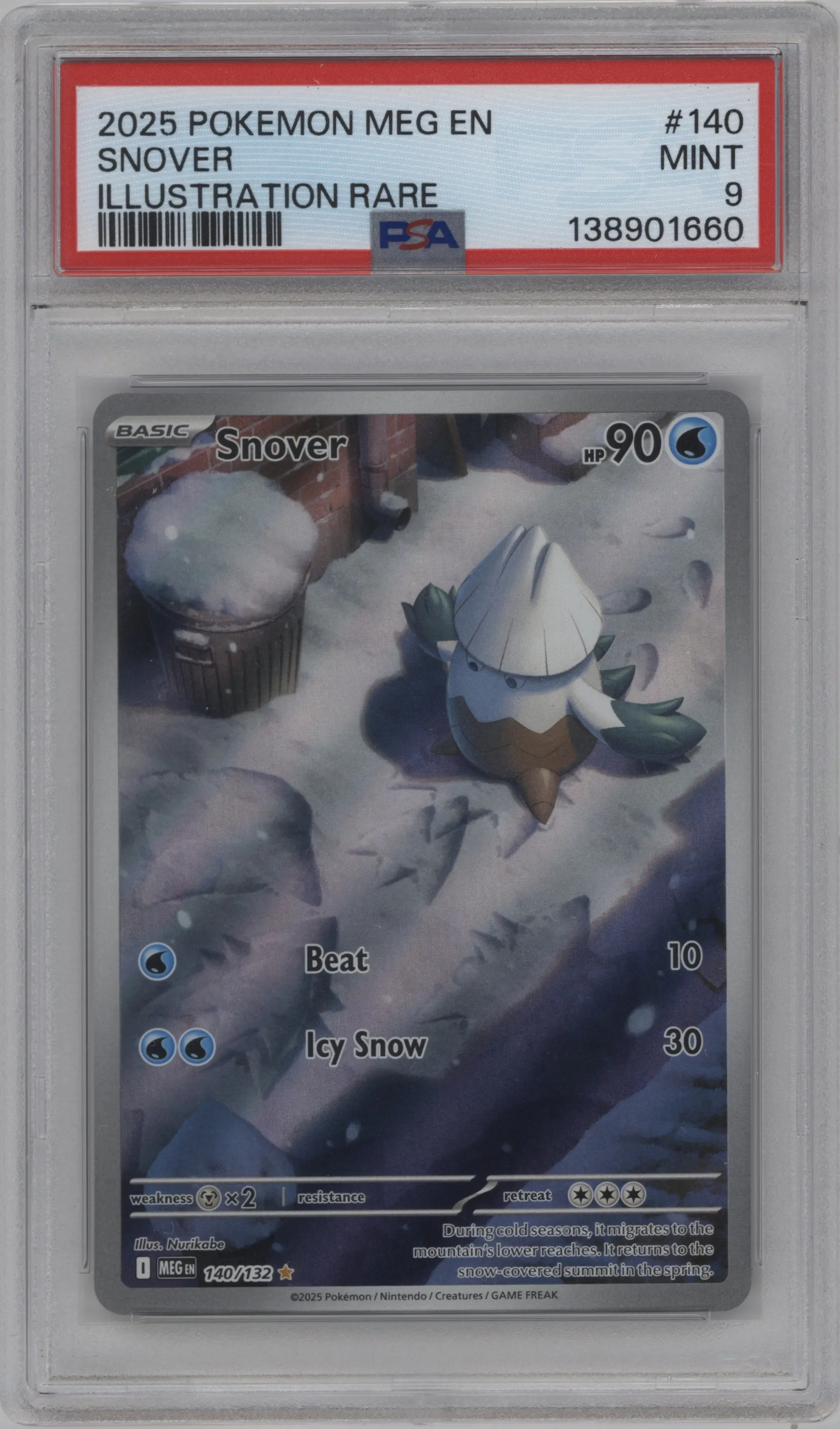 2025 Pokemon Mega Evolution Snover #140 PSA 9