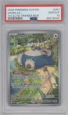 Snorlax from the 2023 Pokemon SV set featuring a Scarlet & Violet 151 Elite Trainer Box parallel graded by PSA and given an overall grade of 10.