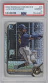 Jackson Chourio from the 2022 Bowman Mega Box set graded by PSA and given an overall grade of 10.