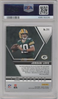 Jordan Love from the 2020 Panini Mosaic set graded by PSA and given an overall grade of 10.