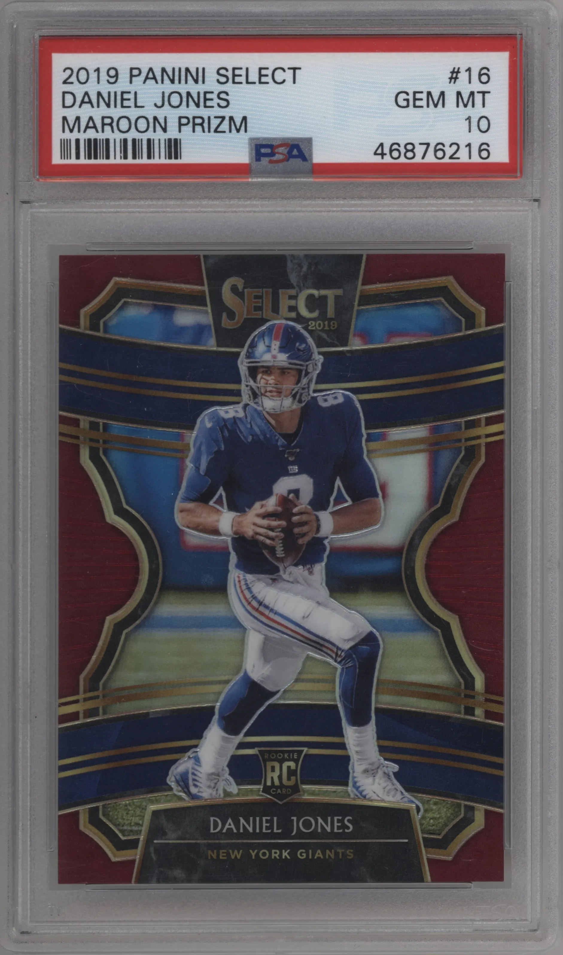 2019 Panini Select Daniel Jones Maroon Prizm #16 PSA 10