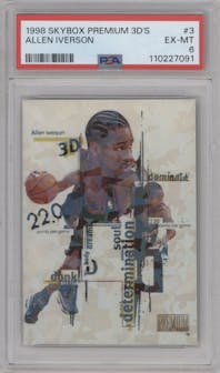 Allen Iverson from the 1998-99 Skybox Premium set graded by PSA and given an overall grade of 6.