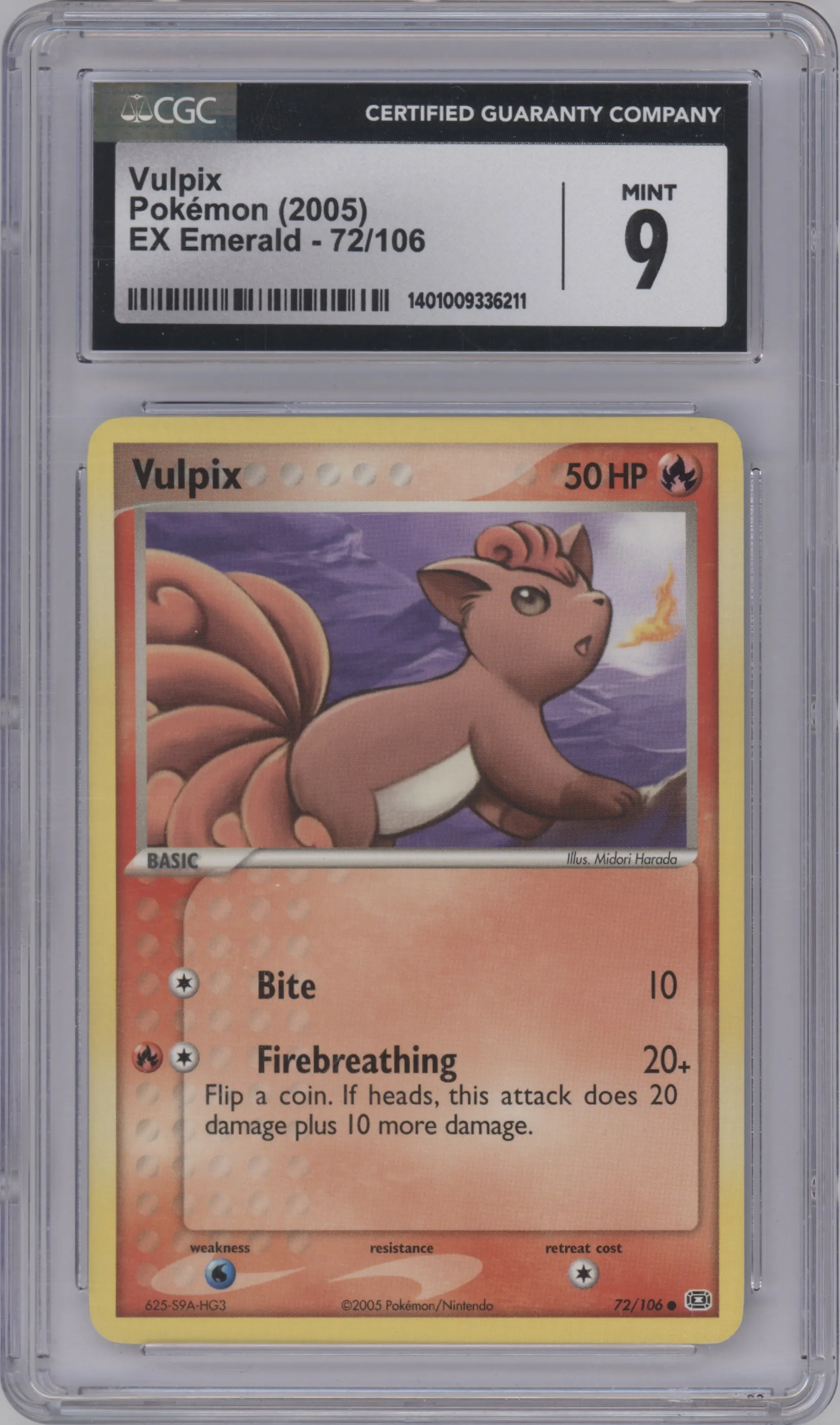 2005 Pokemon EX Emerald Vulpix #72 CGC 9