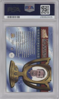 Peyton Manning from the 1998 Pacific Aurora set graded by PSA and given an overall grade of 10.