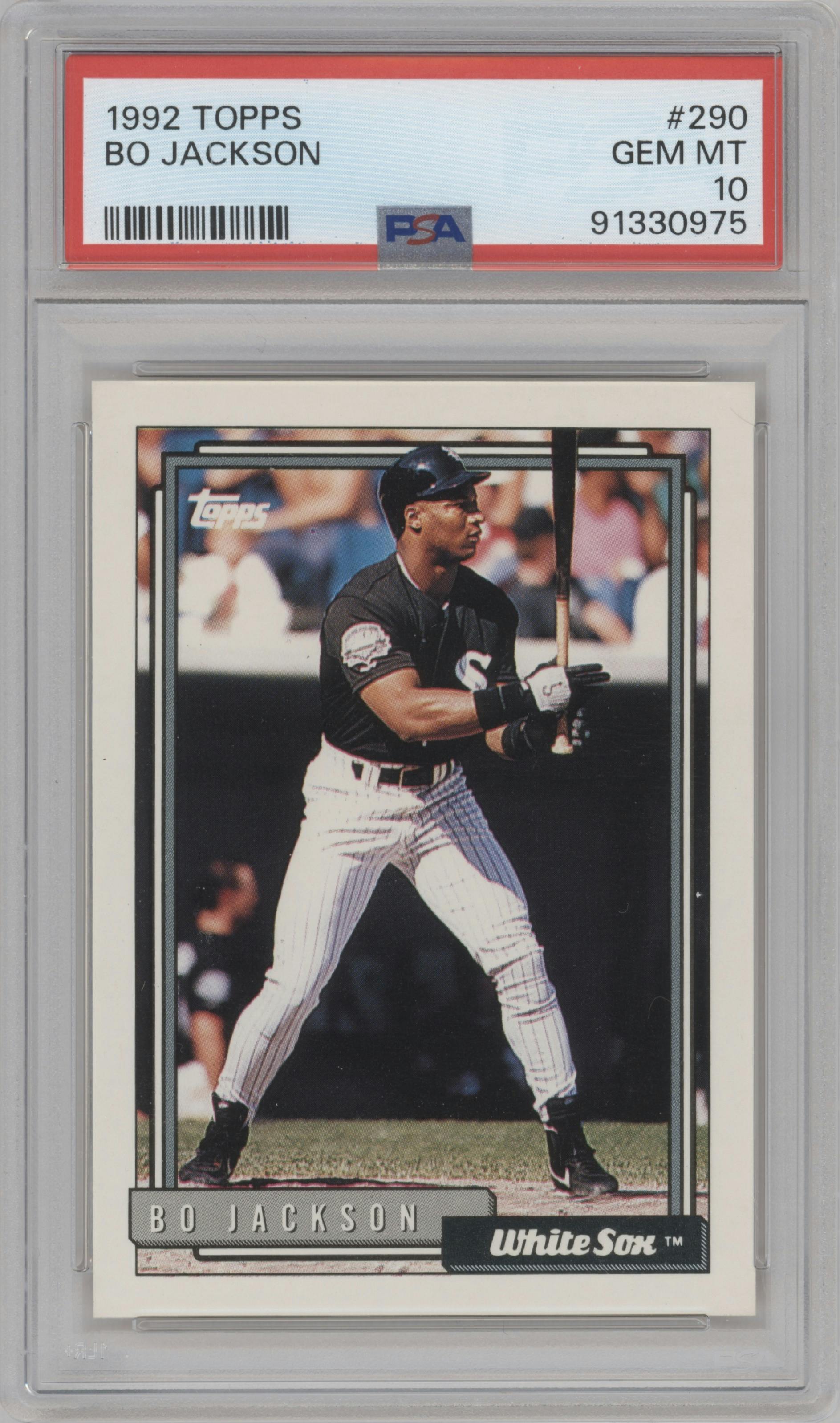 Bo Jackson from the 1992 Topps set graded by PSA and given an overall grade of 10.