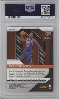 Deandre Ayton from the 2018-19 Panini Prizm set featuring a Hyper parallel graded by PSA and given an overall grade of 10.