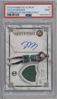 Jaylen Brown from the 2016-17 Panini Excalibur set graded by PSA and given an overall grade of 9.