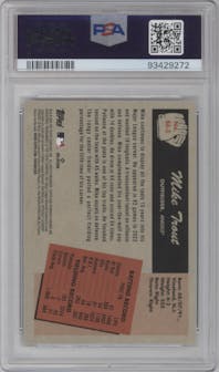 Mike Trout from the 2024 Bowman set graded by PSA and given an overall grade of 10.