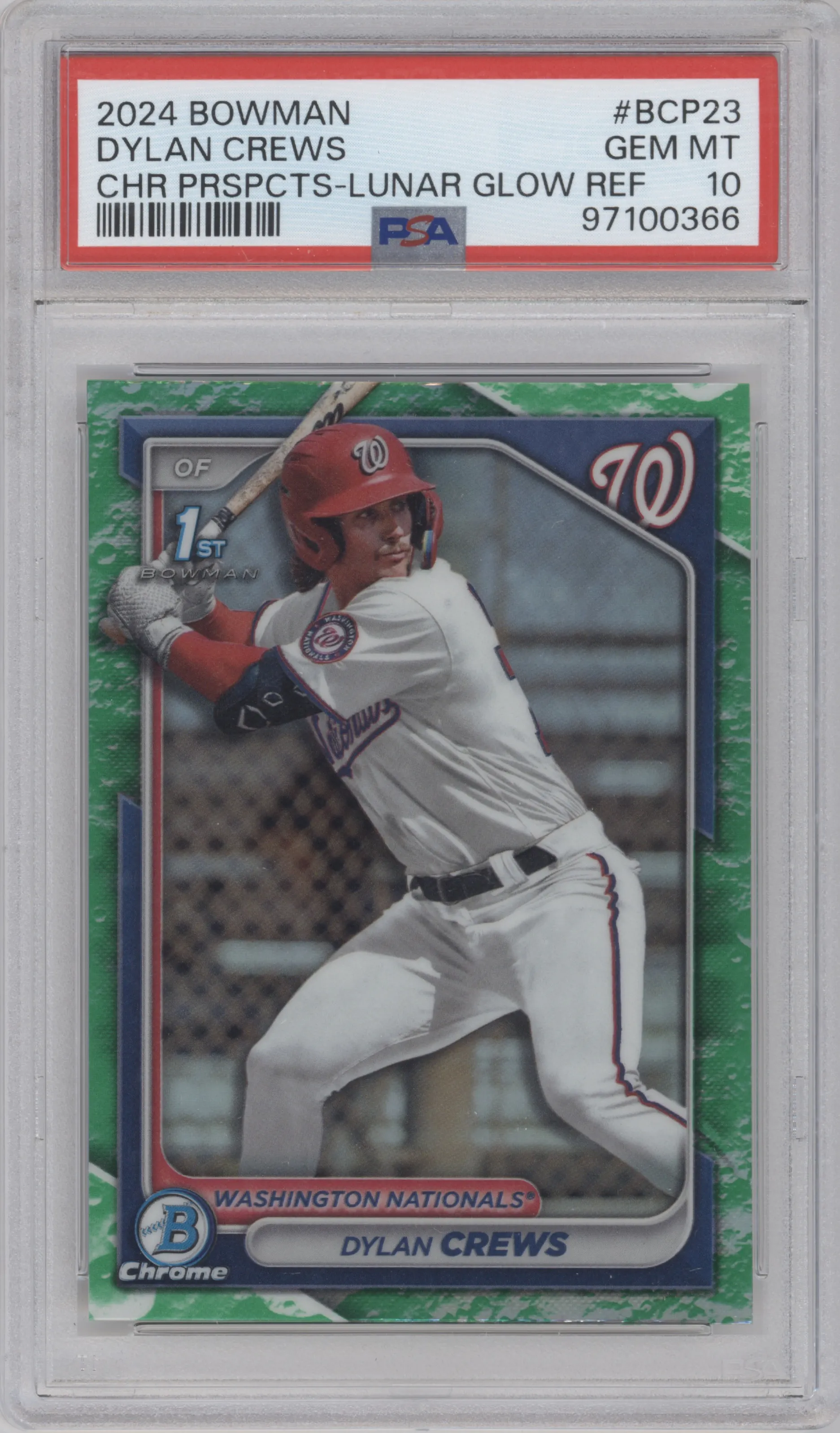 2024 Bowman Chrome Pros. Dylan Crews Lunar Glow Refractor PSA 10