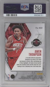 Amen Thompson from the 2023-24 Panini Phoenix set featuring a Yellow parallel graded by PSA and given an overall grade of 9.