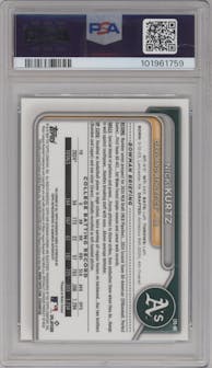 Nick Kurtz from the 2024 Bowman Draft set graded by PSA and given an overall grade of 10.