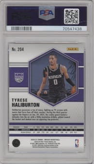 Tyrese Haliburton from the 2020-21 Panini Mosaic set graded by PSA and given an overall grade of 10.