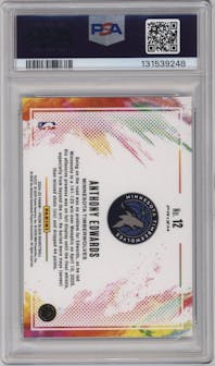 Anthony Edwards from the 2024-25 Panini Prizm Black set graded by PSA and given an overall grade of 10.