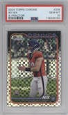 Bo Nix from the 2024 Topps Chrome set featuring a X-Fractor parallel graded by PSA and given an overall grade of 10.