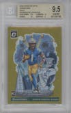 Quentin Johnston from the 2023 Donruss Optic set featuring a Gold parallel graded by Beckett and given an overall grade of 9.5.