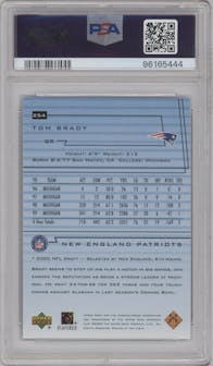 Tom Brady from the 2000 Upper Deck set graded by PSA and given an overall grade of 9.