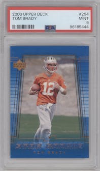 Tom Brady from the 2000 Upper Deck set graded by PSA and given an overall grade of 9.