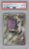 N's Zorua from the 2025 Pokemon SV set featuring a Journey Together Elite Trainer Box parallel graded by PSA and given an overall grade of 10.
