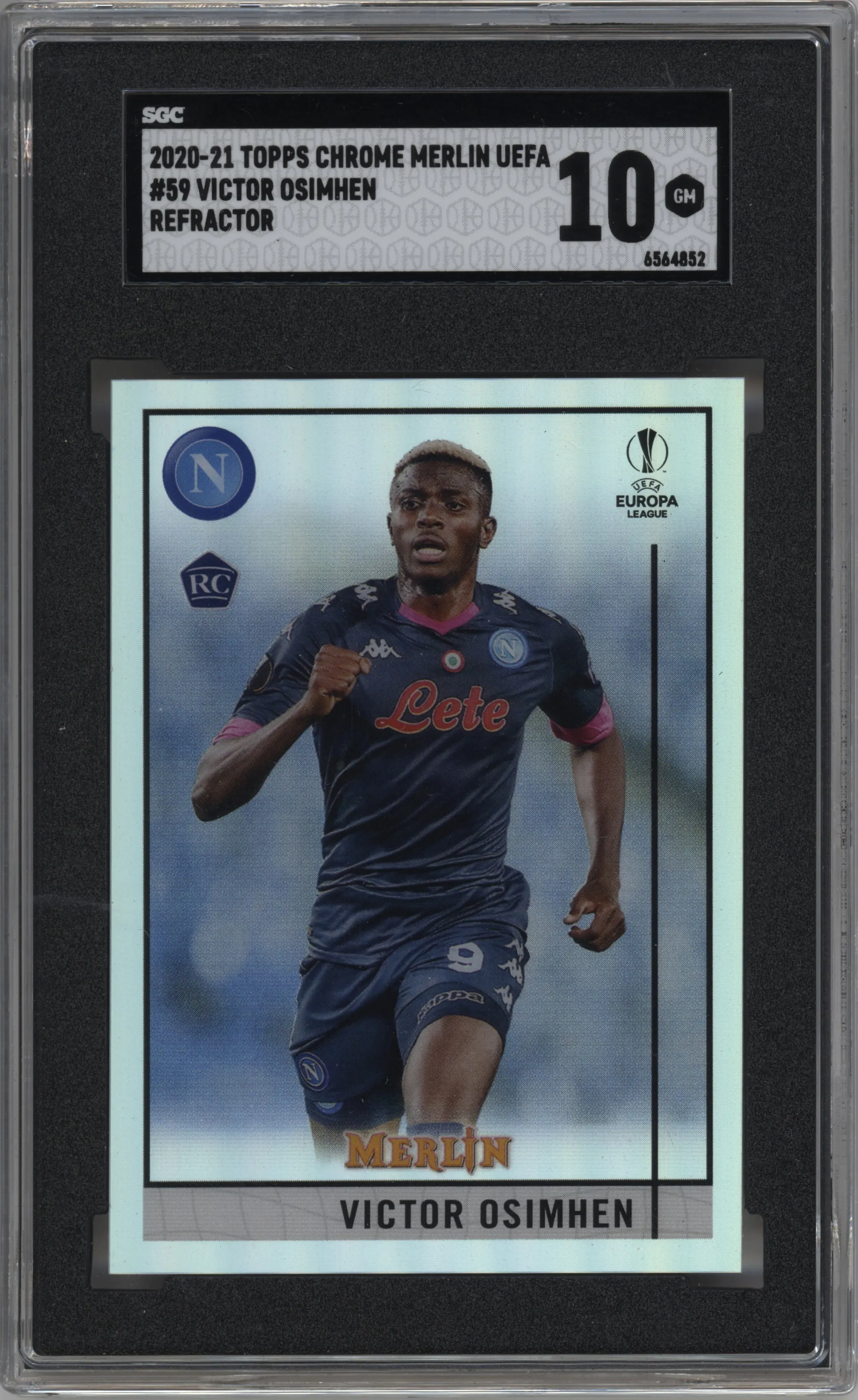 2020 Topps Chrome Merlin UEFA Victor Osimhen Refractor #59 SGC 10