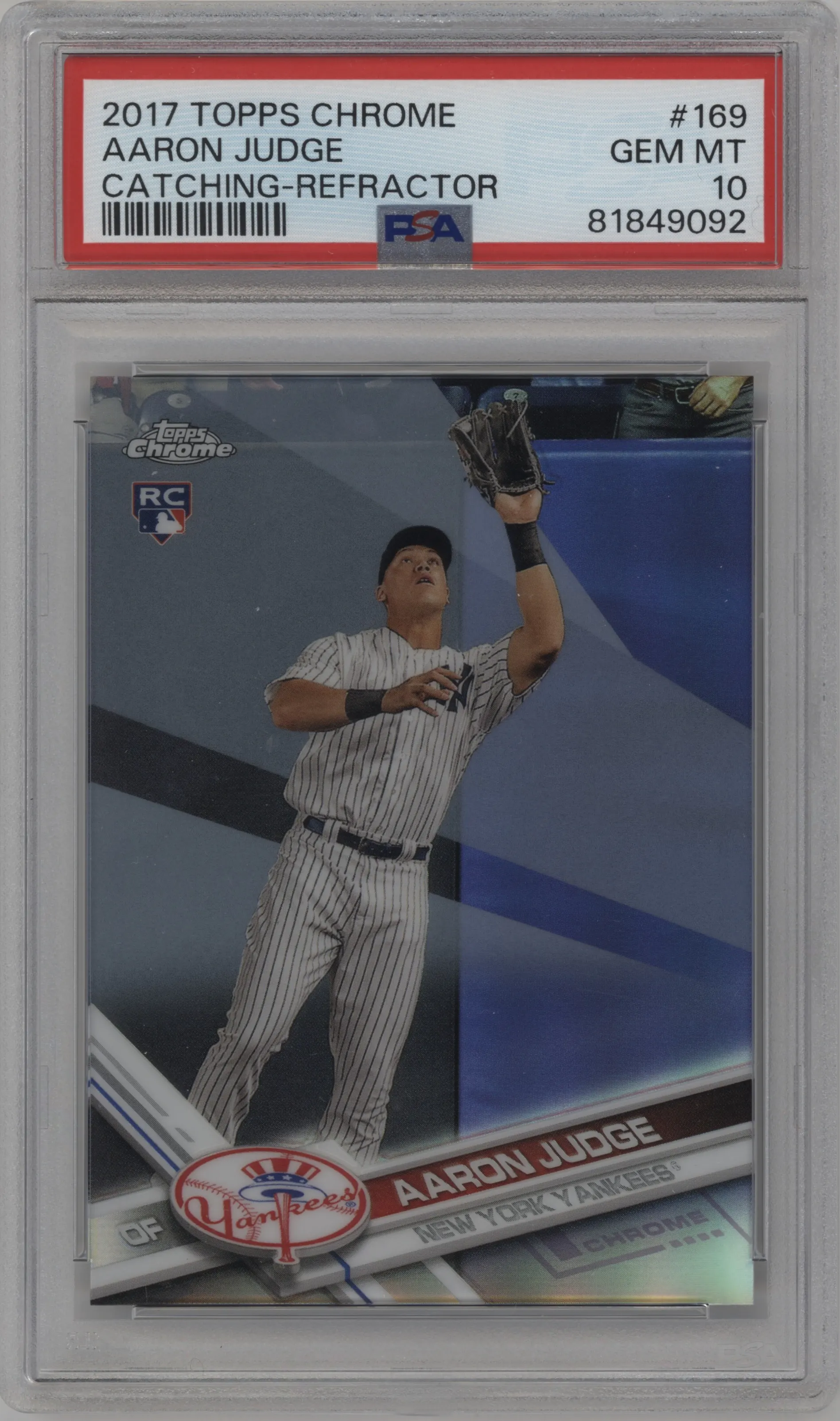 2017 Topps Chrome Aaron Judge Refractor #169 PSA 10