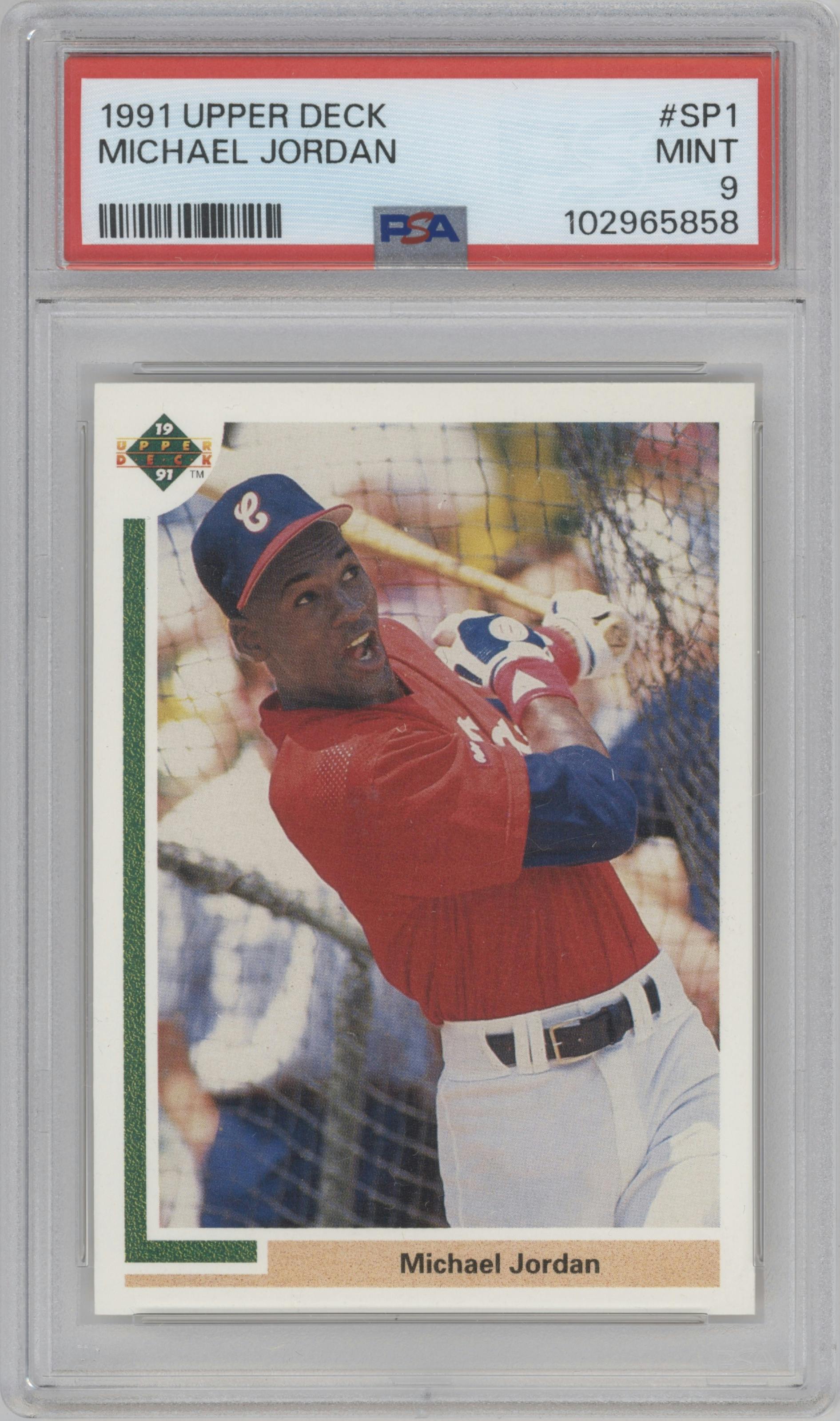 Michael Jordan from the 1991 Upper Deck set graded by PSA and given an overall grade of 9.