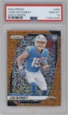 Ladd McConkey from the 2024 Panini Prizm set featuring a Disco parallel graded by PSA and given an overall grade of 10.