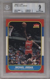 Michael Jordan from the 1986-87 Fleer set graded by Beckett and given an overall grade of 9.