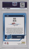 Bo Nix from the 2024 Donruss set featuring a Pink parallel graded by PSA and given an overall grade of 10.