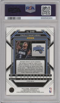 Paolo Banchero from the 2022-23 Panini Prizm  set featuring a Pink Ice parallel graded by PSA and given an overall grade of 10.