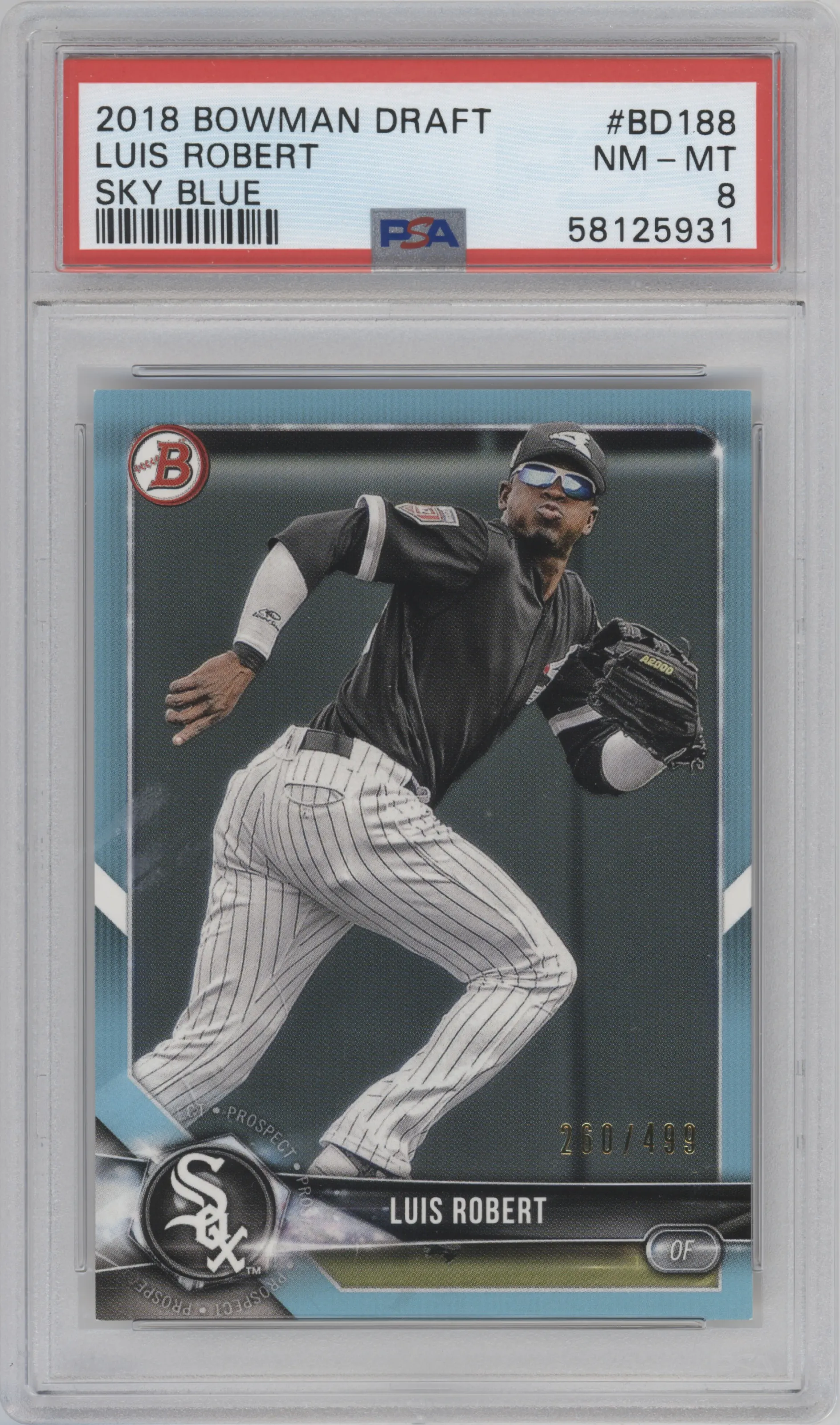 2018 Bowman Draft Luis Robert Sky Blue PSA 8