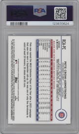 Pete Crow-Armstrong from the 2024 Topps Chrome Logofractor set graded by PSA and given an overall grade of 10.