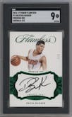 Devin Booker from the 2016-17 Panini Flawless  set featuring a Emerald parallel graded by SGC and given an overall grade of 9.