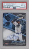 Julio Rodriguez from the 2021 Bowman’s Best set graded by PSA and given an overall grade of 10.