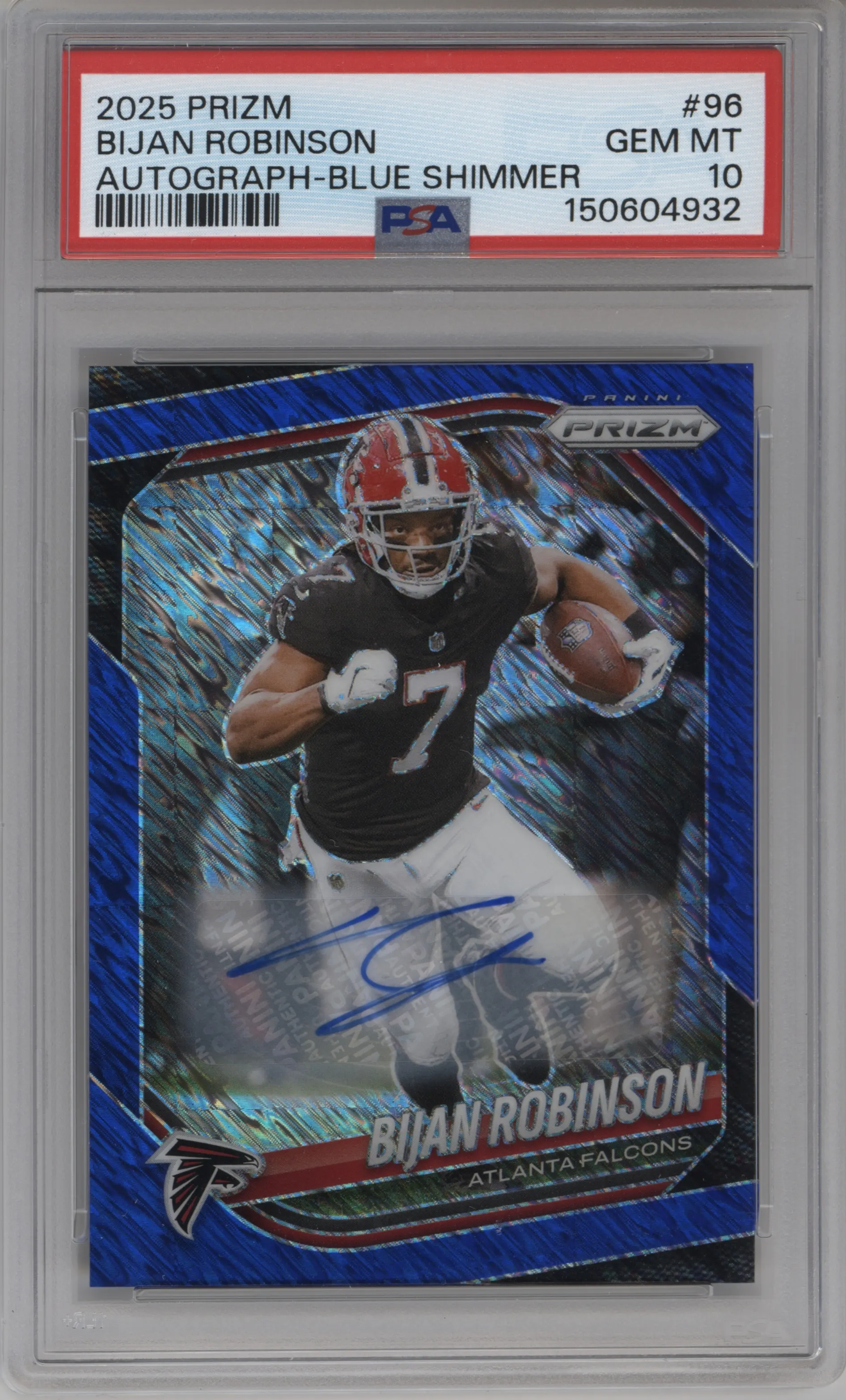 2025 Panini Prizm Auto Bijan Robinson Blue Shimmer #96 PSA 10
